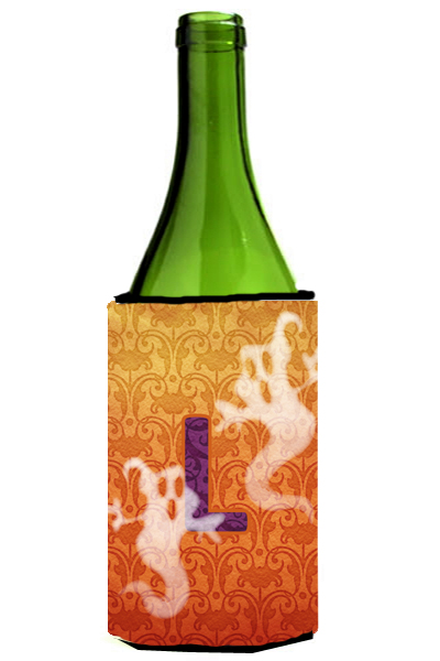 Halloween Ghosts Monogram Initial Letter L Wine Bottle Hugger
