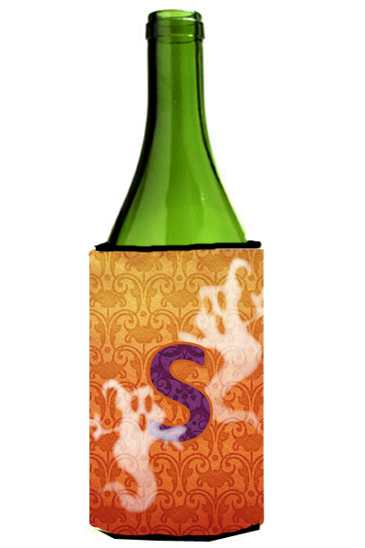 Halloween Ghosts Monogram Initial Letter S Wine Bottle Hugger