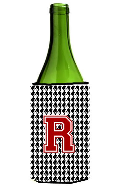 Houndstooth Monogram Initial R Wine Bottle Hugger
