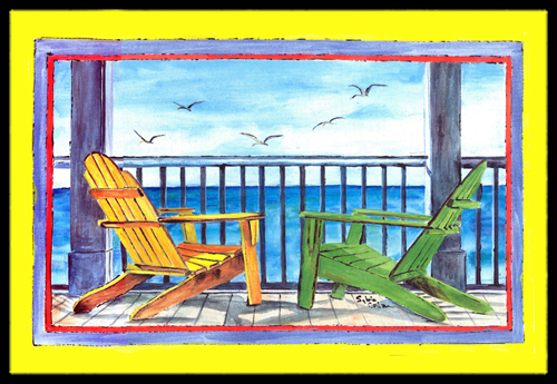 8085jmat 24 X 36 In. Adirondack Chairs Yellow Indoor Or Outdoor Mat