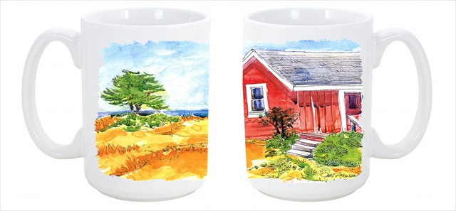 6041cm15 Old Red Cottage House At The Lake Or Beach Dishwasher Safe Microwavable Ceramic Coffee Mug