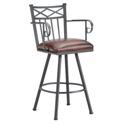 Alexander Counter Stool With Arms, 26 In. Seat Height - Black