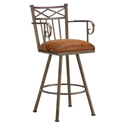 Alexander Counter Stool With Arms, 26 In. Seat Height - Inca & Bronze