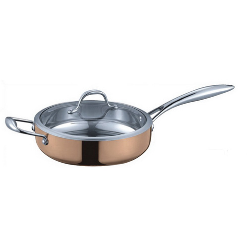 5-ply Copper Saute Pan With Tempered Glass Lid - 12 In.