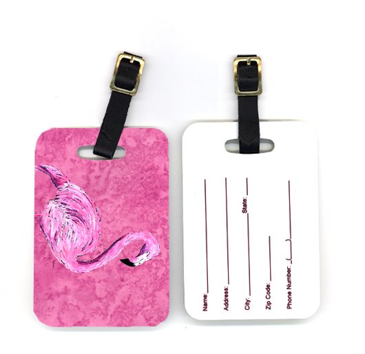 4 X 2.75 In. Pair Of Flamingo On Pink Luggage Tag