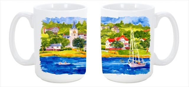 6031cm15 Harbour Scene With Sailboat Dishwasher Safe Microwavable Ceramic Coffee Mug