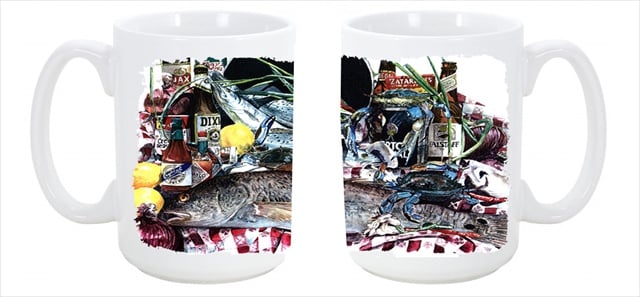 1001cm15 Fish And Beers From New Orleans Dishwasher Safe Microwavable Ceramic Coffee Mug 15 Oz.