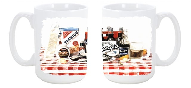 1004cm15 Barqs Oysters Dishwasher Safe Microwavable Ceramic Coffee Mug 15 Oz.