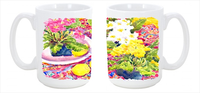 6062cm15 Flower - Primroses Dishwasher Safe Microwavable Ceramic Coffee Mug 15 Oz.