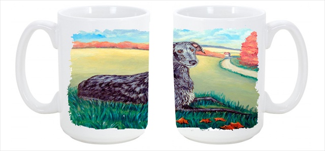 7521cm15 Scottish Deerhound Dishwasher Safe Microwavable Ceramic Coffee Mug 15 Oz.