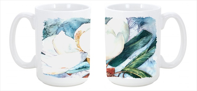 8001cm15 Flower - Magnolia Dishwasher Safe Microwavable Ceramic Coffee Mug 15 Oz.