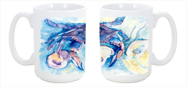 8042cm15 Crab Dishwasher Safe Microwavable Ceramic Coffee Mug 15 Oz.