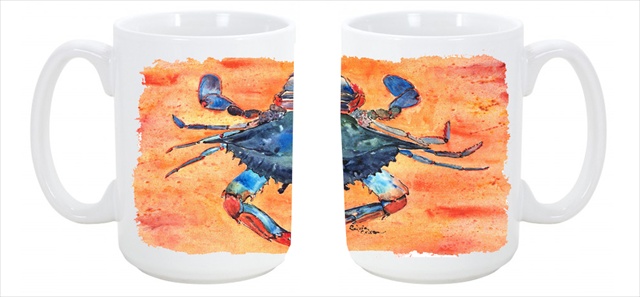 8096cm15 Crab Dishwasher Safe Microwavable Ceramic Coffee Mug 15 Oz.