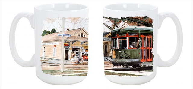 8108cm15 New Orleans Street Car Dishwasher Safe Microwavable Ceramic Coffee Mug 15 Oz.