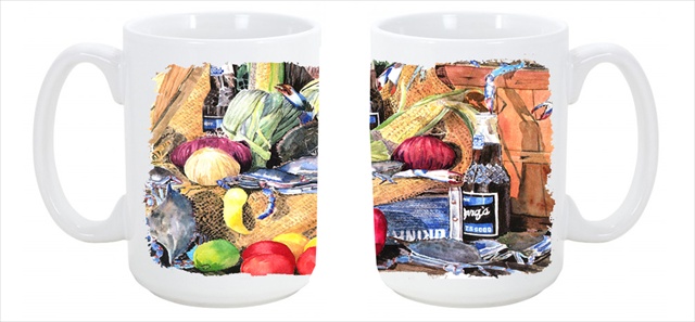 8538cm15 Barqs And Crabs Dishwasher Safe Microwavable Ceramic Coffee Mug 15 Oz.