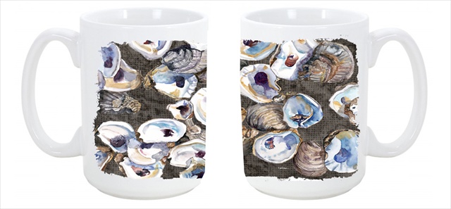 8789cm15 Oysters Dishwasher Safe Microwavable Ceramic Coffee Mug 15 Oz.