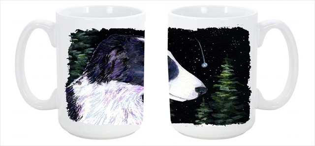 Ss8490cm15 Starry Night Border Collie Dishwasher Safe Microwavable Ceramic Coffee Mug 15 Oz.