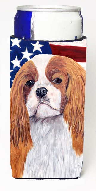 Sc9115muk Usa American Flag With Cavalier Spaniel Michelob Ultra S For Slim Cans