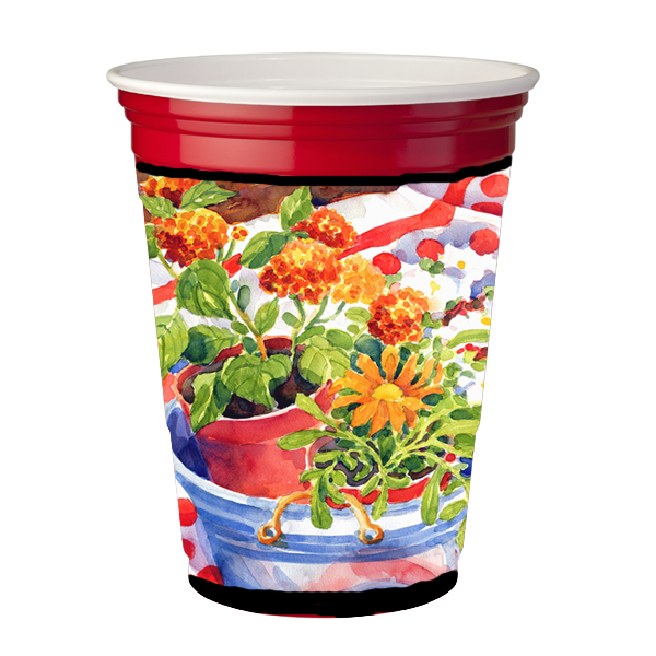 6058rsc Flowers With A Side Of Lemons Red Solo Cup Hugger
