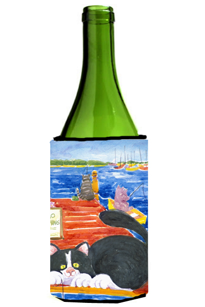 6001literk Cat Fishing From The Dock Wine Bottle Hugger