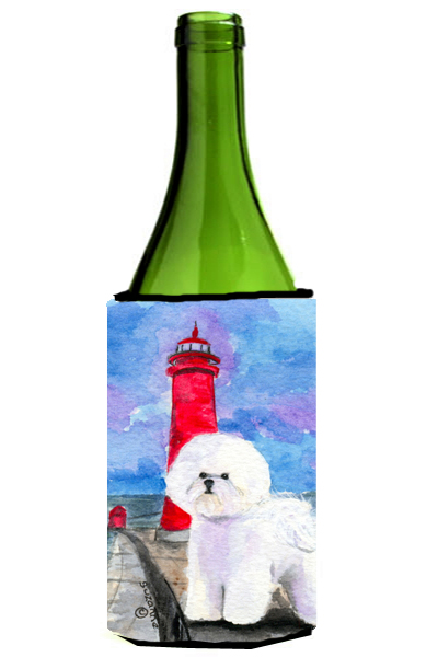 Ss8891literk Lighthouse With Bichon Frise Wine Bottle Hugger