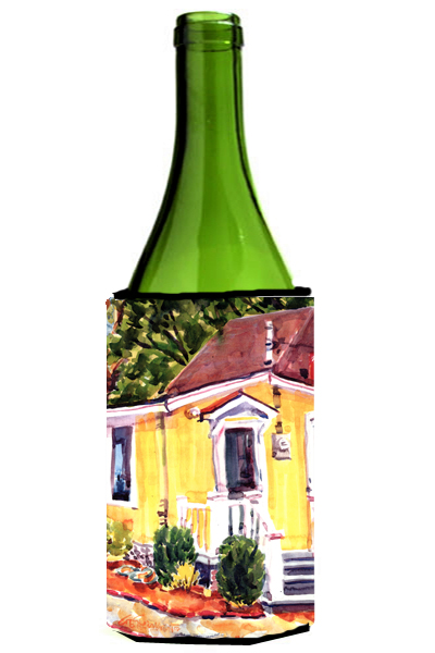 6045literk Yellow Cottage At The Beach Wine Bottle Hugger - 24 Oz.
