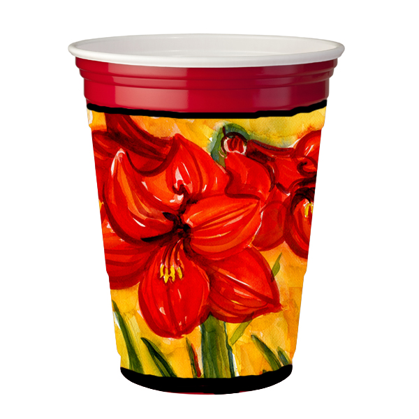 6067rsc Flower - Amaryllis Red Solo Cup Hugger - 16 To 22 Oz.