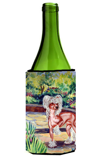 7021literk Chinese Crested On The Patio Wine Bottle Sleeve Hugger - 24 Oz.
