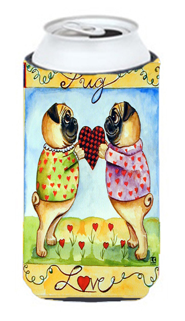 7046tbc Pug Love Pug Love Valentines Day Tall Boy Bottle Sleeve Hugger