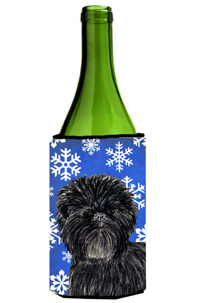 Affenpinscher Winter Snowflakes Holiday Wine Bottle Sleeve Hugger - 24 Oz.