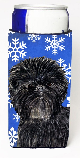 Affenpinscher Winter Snowflakes Holiday Michelob Ultra Bottle Sleeves For Slim Cans - 12 Oz.
