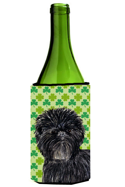 Affenpinscher St. Patricks Day Shamrock Portrait Wine Bottle Sleeve Hugger - 24 Oz.