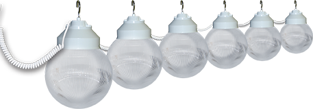 1622-17404 White And Clear Prizmatic Six Globe String Light Set