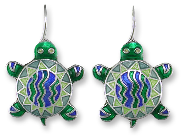 Zarah 01-05-z1 Calypso Turtle Ultrafine Silver Plate Earrings