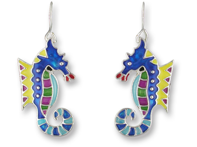 Zarah 01-08-z1 Calypso Seahorse Silver Plate Earrings
