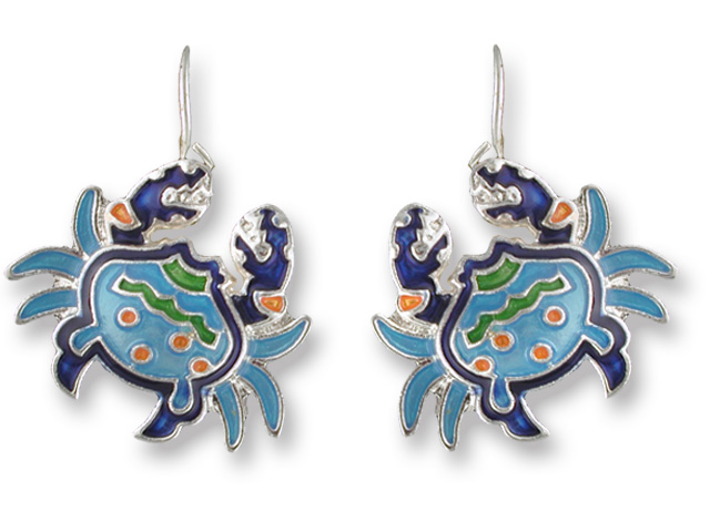 Zarah 01-09-z1 Calypso Crab Silver Plate Earrings