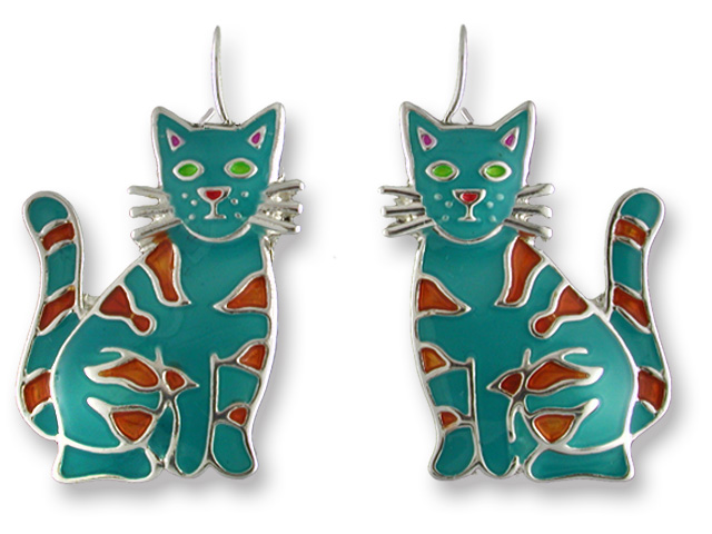 Zarah 01-12-z1 Calypso Cat Ultrafine Silver Plate Earrings