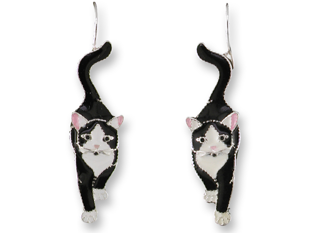 Zarah 07-04-z1 Socks The Cat Ultrafine Silver Plate Earrings