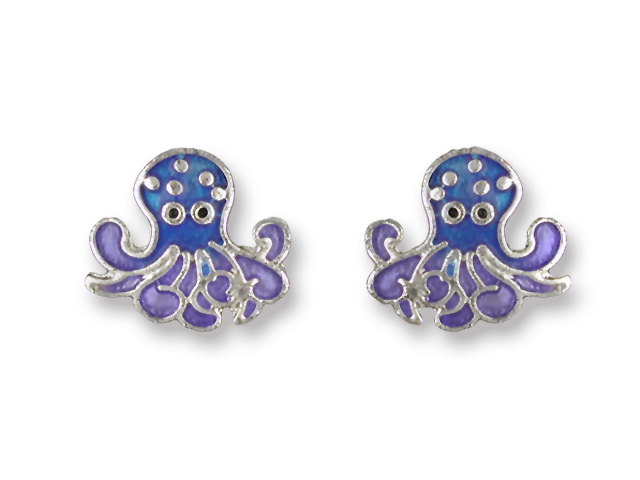 Zarah 21-04-z1 Octopus Post Silver Plate Earrings