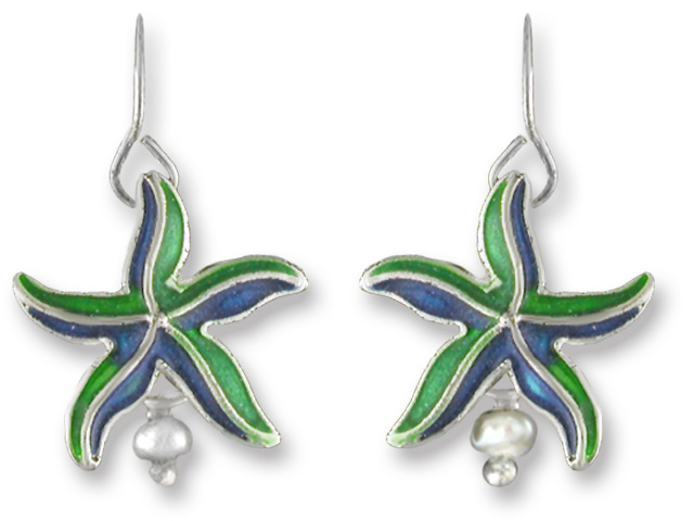 Zarah 21-07-z1 Little Starfish Silver Plate Earrings