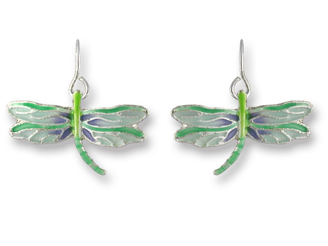 Zarah 29-01-z1 Turquoise Dragonfly Silver Plate Earrings