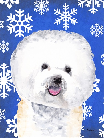 11 X 15 In. Bichon Frise Winter Snowflakes Holiday Garden Size Flag
