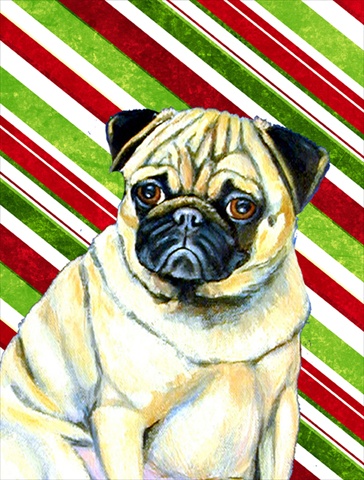 11 X 15 In. Pug Candy Cane Holiday Christmas Garden Size Flag