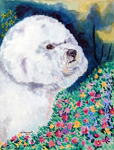 11 X 15 In. Bichon Frise In The Flowers Garden Size Flag
