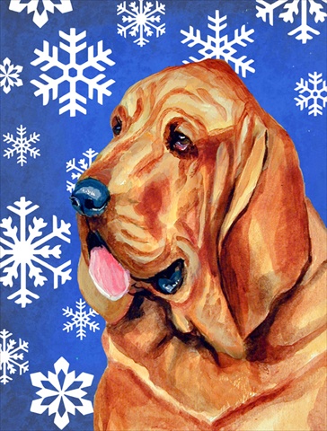11 X 15 In. Bloodhound Winter Snowflakes Holiday Garden Size Flag