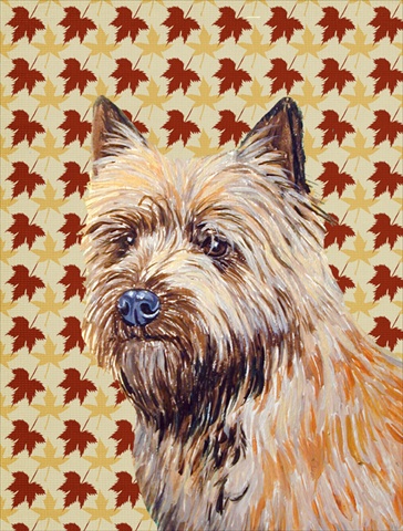 11 X 15 In. Cairn Terrier Fall Leaves Portrait Flag, Garden Size