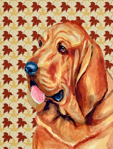 11 X 15 In. Bloodhound Fall Leaves Portrait Flag, Garden Size