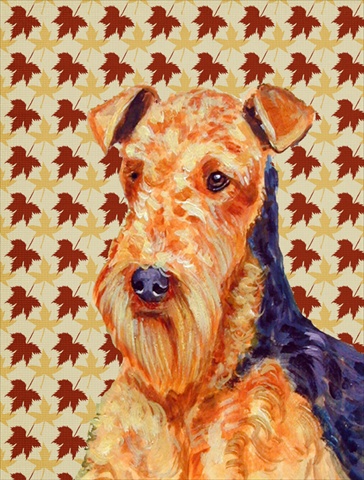 11 X 15 In. Airedale Fall Leaves Portrait Flag, Garden Size