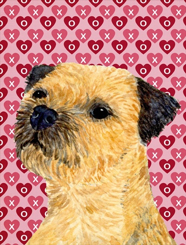 11 X 15 In. Border Terrier Hearts Love And Valentines Day Portrait Flag Garden Size