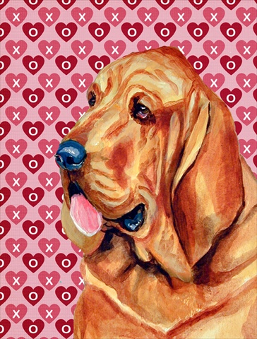 11 X 15 In. Bloodhound Hearts Love And Valentines Day Portrait Flag Garden Size